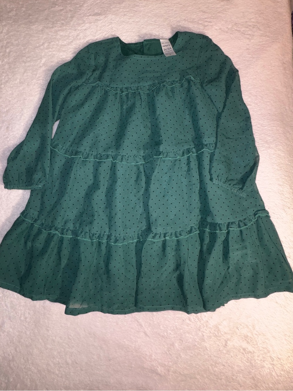 Carter's Teal Green Long-Sleeve Tiered Dress
